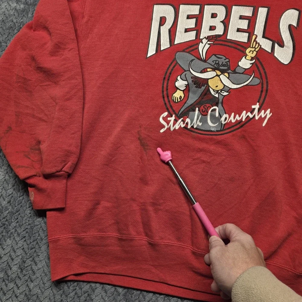 Vintage Stark County‎ Rebels Russell Athletic Sweatshirt Red XL Made in USA